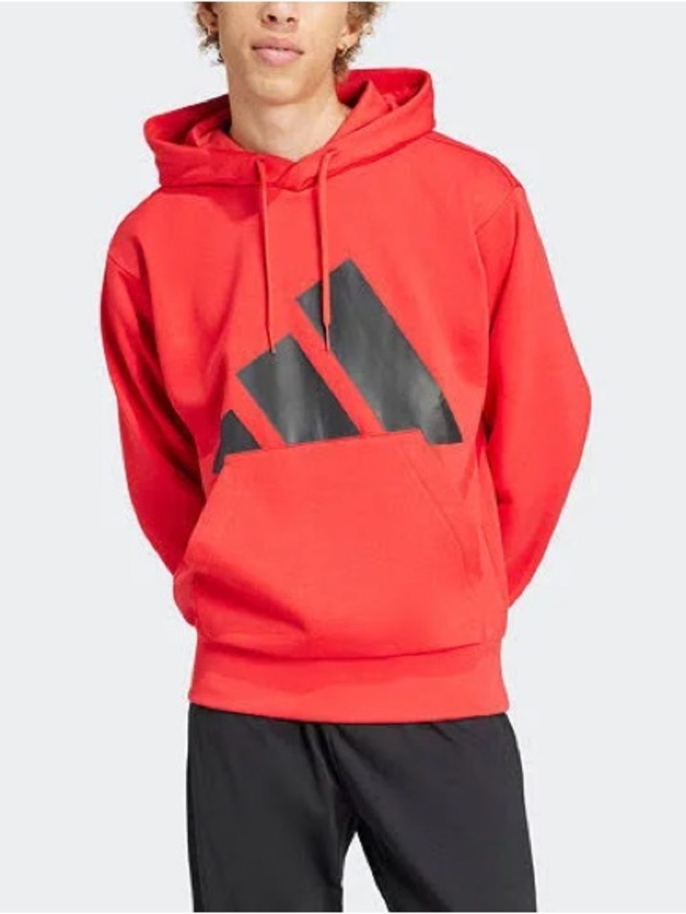 adidas Men’s Red Hoodie with Large Black Logo